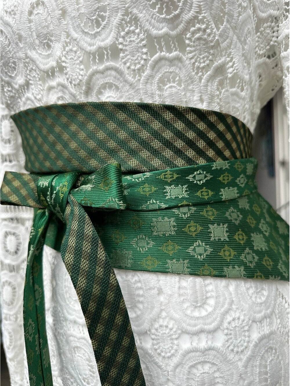 Upcycled Vintage Obi Belt | Corset Waist Wrap | OOAK | OS | Emerald Green